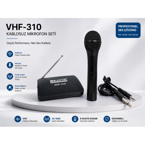 KABLOSUZ MİKROFON AMFİ GİRİŞLİ Kablosuz Karaoke Mikrofonu 6.35mm Amfi hoparlör İçin